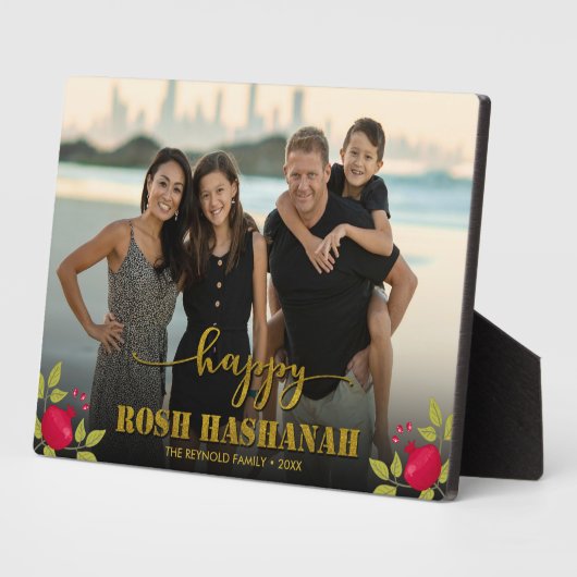 Happy Rosh Hashanah Luxury Gold Script Foto Fotoplaat (Zijkant)
