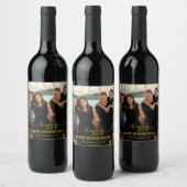 Happy Rosh Hashanah Luxury Gold Script Foto Wijn Etiket (Flessen)