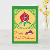 Happy Rosh Hashanah met Sweet Pomegranate Kaart (Gele Bloem)