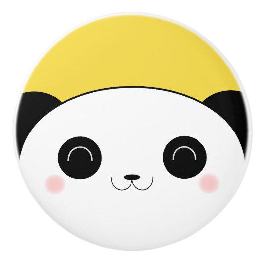 Happy Rosy Cheeked Kawaii Panda Face Keramische Knop (Voorkant)