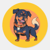 Happy Rottweiler Cartoon Ronde Sticker (Voorkant)