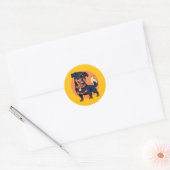 Happy Rottweiler Cartoon Ronde Sticker (Envelop)