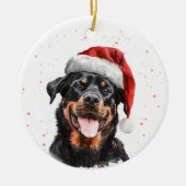 Happy Rottweiler Dog Christmas Personalized Keramisch Ornament (Voorkant)