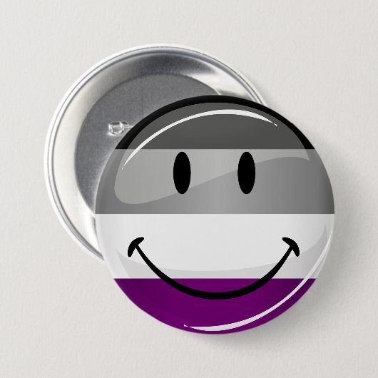 Happy Round Asexual Flag Ronde Button 7,6 Cm (Voorkant /achterkant)