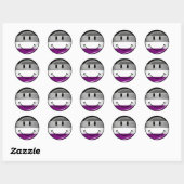 Happy Round Asexual Flag Ronde Sticker (Vel)