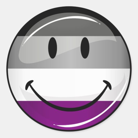 Happy Round Asexual Flag Ronde Sticker (Voorkant)