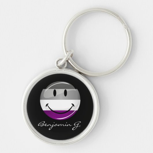 Happy Round Asexual Flag Sleutelhanger (Voorkant)