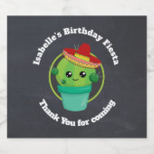 Happy Round Cactus die een Rode Sombrero dragen Bier Etiket (Enkel label)