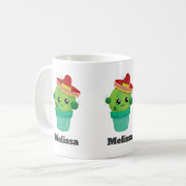 Happy Round Cactus die een Rode Sombrero dragen Koffiemok (Voorkant links)