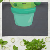 Happy Round Cactus die een Rode Sombrero dragen Theedoek (Gevouwen)