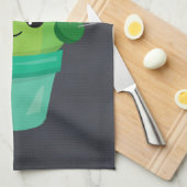 Happy Round Cactus die een Rode Sombrero dragen Theedoek (Quarter Fold)