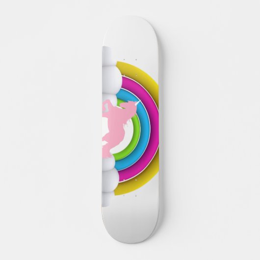 Happy Roze Unicorn-regenboog in de wolken, Persoonlijk Skateboard (Voorkant)