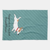 Happy Runing Jack Russell Terrier - aangepaste tek Theedoek (Horizontaal)