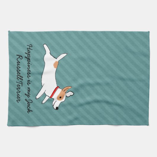 Happy Runing Jack Russell Terrier - aangepaste tek Theedoek (Horizontaal)