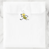 Happy Running Bee Ronde Sticker (Tas)