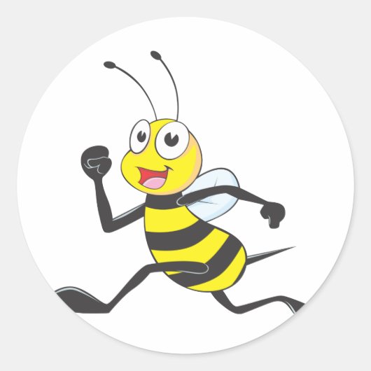 Happy Running Bee Ronde Sticker (Voorkant)
