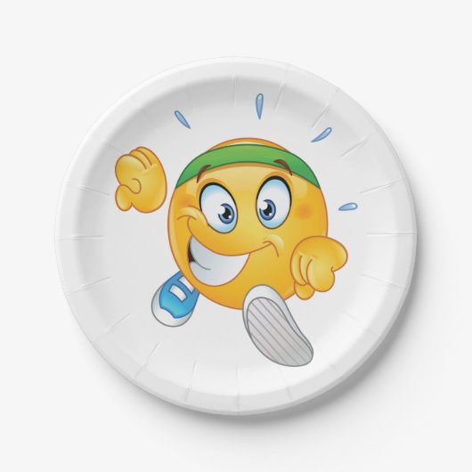 Happy Running Emoji Papieren Bordje (Voorkant)