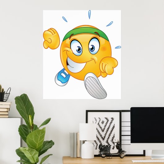 Happy Running Emoji Poster (Thuiskantoor)