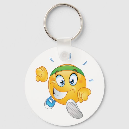 Happy Running Emoji Sleutelhanger (Achterkant)