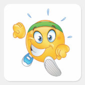 Happy Running Emoji Vierkante Sticker (Voorkant)