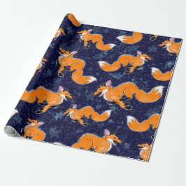Happy Running Fox Wrapping Paper Cadeaupapier