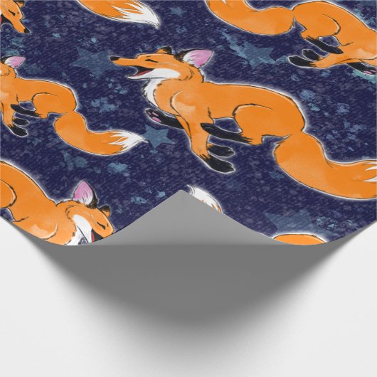 Happy Running Fox Wrapping Paper Cadeaupapier (Hoek)