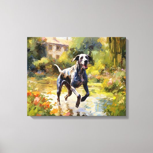 "Happy Running Great Dane" Canvas Afdruk (Voorkant)