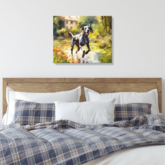 "Happy Running Great Dane" Canvas Afdruk (Insitu (Slaapkamer))