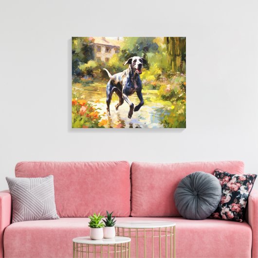 "Happy Running Great Dane" Canvas Afdruk (Insitu (Woonkamer))