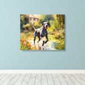 "Happy Running Great Dane" Canvas Afdruk (Insitu (Houten vloer))
