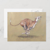 Happy Running Greyhound Dog Art Briefkaart (Voorkant / Achterkant)