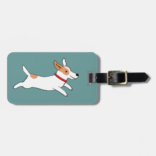 Happy Running Jack Russell Terrier - Schattigee ho Bagagelabel (Voorkant horizontaal)