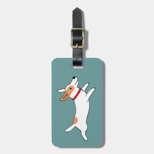 Happy Running Jack Russell Terrier - Schattigee ho Bagagelabel (Voorkant verticaal)