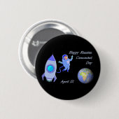 Happy Russian Cosmonaut Day 12 april Ronde Button 5,7 Cm (Voorkant /achterkant)