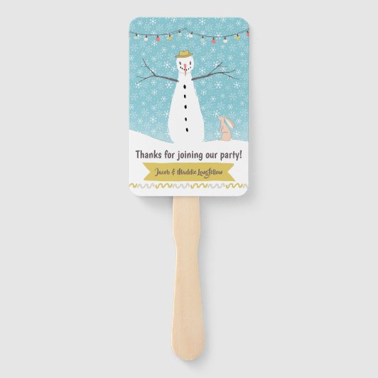 Happy Rustic Snowman Cool Breeze Handwaaier (Achterkant)