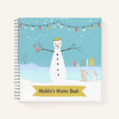 Happy Rustic Snowman Winter Scene Notitieboek (Voorkant)