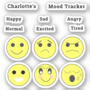 Happy Sad Angry Tired Normal Mood Facets Sticker