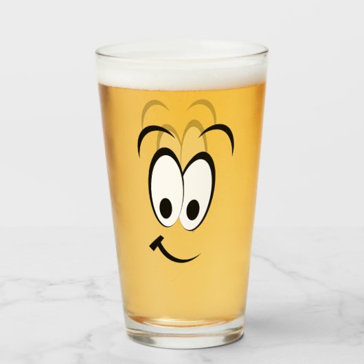 HAPPY SAD CARTOON FACE GLAS (Voorkant gevuld)