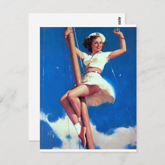 Happy Sailor Pin Up Briefkaart (Voorkant / Achterkant)