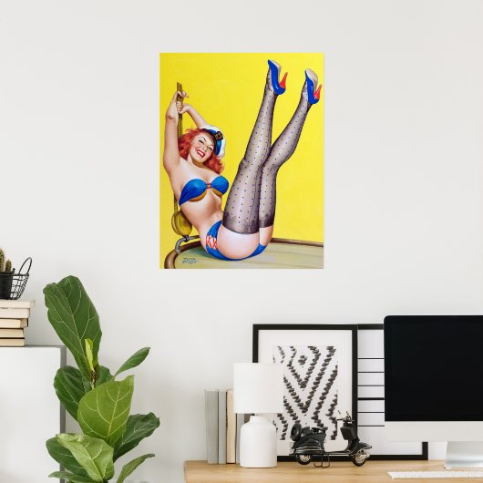 Happy Sailor Pin Up Poster (Thuiskantoor)