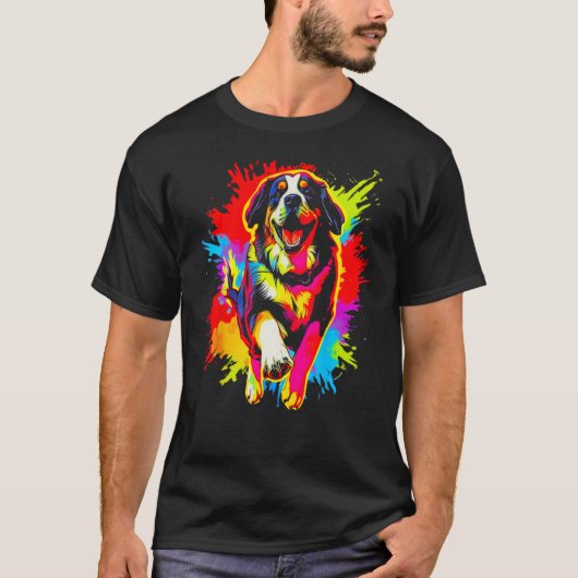 Happy Saint Bernard Dog T-shirt (Voorkant)