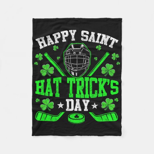 Happy Saint Hat Trick's Day Ice Hockey St. Patrick Fleece Deken (Voorkant)