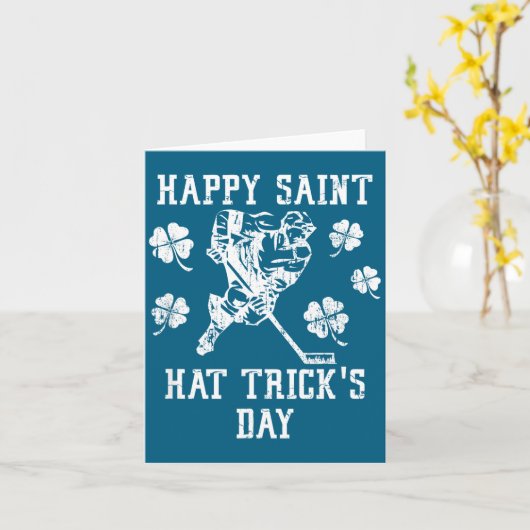 Happy Saint Hat Trick's Day St Patricks Day Funny  Kaart (Gele Bloem)