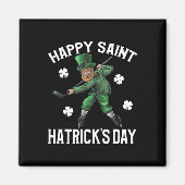 Happy Saint Hatricks Day St Patrick's Day Hockey L Magneet (Voorkant)