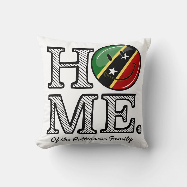 Happy Saint Kitts Flag House Warmer Kussen (Voorkant)