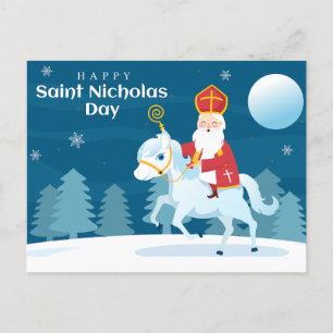Happy Saint Nicholas Day White Horse Feestdagenkaart