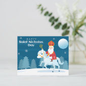 Happy Saint Nicholas Day White Horse Feestdagenkaart (Staand voorkant)