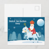 Happy Saint Nicholas Day White Horse Feestdagenkaart (Voorkant / Achterkant)