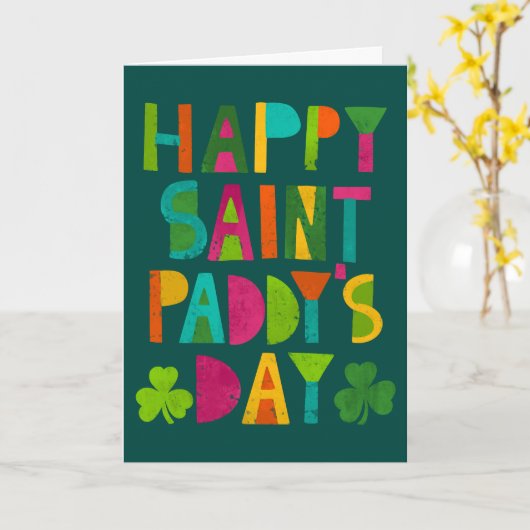 Happy Saint Paddy's Day Bright Modern Lettering Kaart (Gele Bloem)