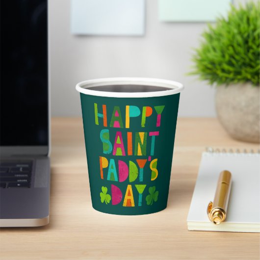 Happy Saint Paddy's Day Bright Modern Lettering Papieren Bekers (Insitu)